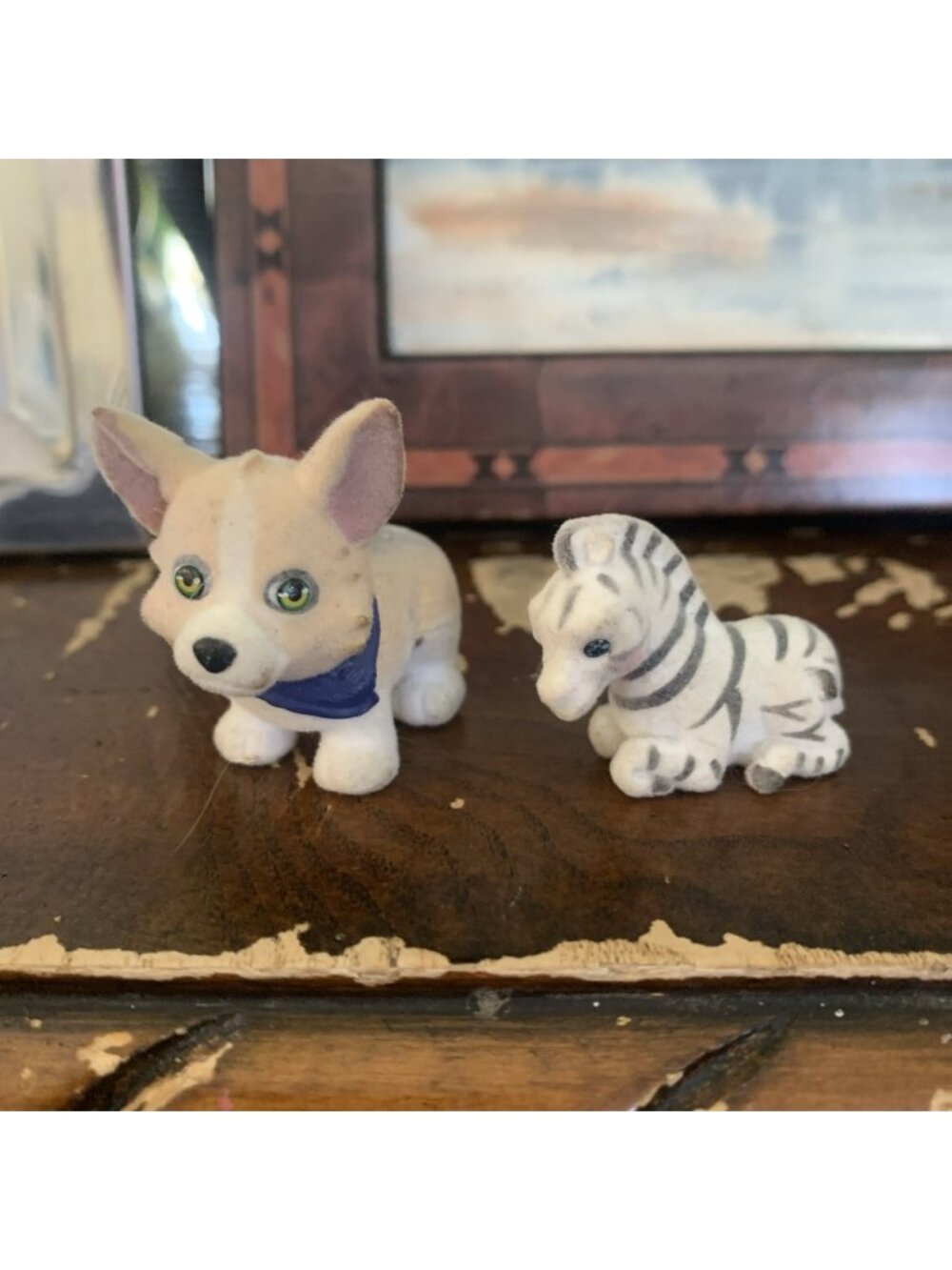 Puppy Jungle In My Pocket Flocked Zebra Corgi Zena
